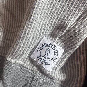 October's Very Own (OVO) Fine Pinstripe Hoodie (Gray/White) - Medium